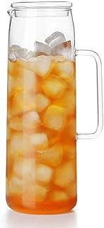 Water pitcher in heat resistant borosilicate with handle and glass cover, hot/cold water pitcher for juice, iced tea, etc., 1500 ml per 1 chase.. DIAYTAR NIGERIA brings affordable shopping to every Nigerian home with delivery in just 5-8 days.