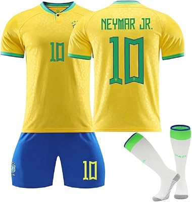 Children's football jersey with socks designed Brazil 10 England 9 2022/23 football jerseys for English and Brazilian football fans for children (28, yellow), Multi.. Shop across boundaries at DIAYTAR NIGERIA and enjoy budget-friendly nationwide delivery within the week.