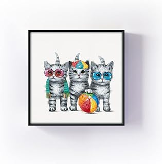 Wall art on cute cat canvas: funny and fun kitten images for toddlers for girls, bedroom, bathroom, ready to hang (12 "x 12" x 1 panel).. Browse, shop, and receive — DIAYTAR Nigeria keeps it simple.