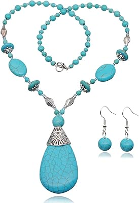 Bluegoogog Prime Amazon Day Deals Sale 2019-Turquoise Turquoise Long Pearl Necklace for Women Ethnic Ethnic Alloy Jewelry, Metal, Turquoise Pearls.. Shop with intention at DIAYTAR NIGERIA, offering thousands of products at budget-friendly prices.