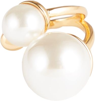 Fashionable ring for women, large and small false pearls, women's accessories, adjustable size, gold, false pearls.. Embrace the convenience of DIAYTAR NIGERIA with thousands of products at your fingertips, delivered nationwide.