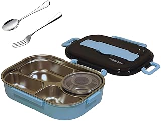 Lunch box in large capacity stainless steel for children and adults - Bento box with spoon, fork, soup bowl and thermal insulation - Practical tiffin container (sky blue).. DIAYTAR NIGERIA delivers value, variety, and convenience with our nationwide 5-8 day shipping.