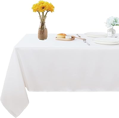 Adjustable rectangular tablecloth of 4 feet 60 x 84 ", washable polyester tablecloth, stains and folds resistant, decorative table cover for dining table, buffet, camping, white.. Need something fast? Order it now from DIAYTAR Nigeria.