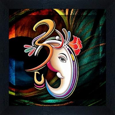 1 Multicolored religious photo frame Shree Ganesh JI high quality to hang on the wall or to offer (30 cm x 30 cm) without glass (style 1).. DIAYTAR NIGERIA makes quality accessible to all with our affordable prices and quick delivery service.
