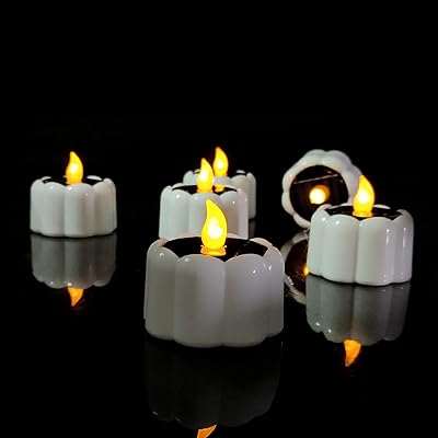 Amerteer Lot of 6 pumpkin candles Halloween Decorations Waterproof solar energy heaters Waterproof for flameless Led Candles Led Decorations Sparkle for Jack-O'-Lantern garden holidays (white).. Your complete shopping solution, DIAYTAR NIGERIA offers extensive choice with competitive prices and delivery.