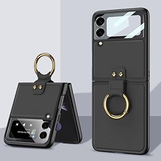 AWH leather shell for Samsung Z Flip 3 with ultra fine ring and foldable screen with ring for Samsung Galaxy Z Flip 3 with ring (black).. DIAYTAR NIGERIA stands as your affordable shopping ally with nationwide delivery in just 5-8 days.