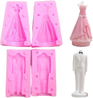 Set of 3D silicone wedding dress for bride and groom, soap mold and silicone candles, chocolate mold for wedding cake decoration, wedding candle gifts (lot of 2).. Experience retail convenience with DIAYTAR NIGERIA's comprehensive platform and 5-8 day nationwide shipping.