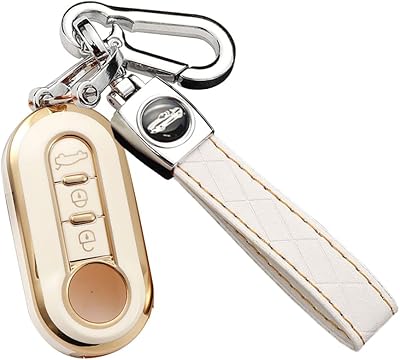 Sanrelli Golden Edge 3 buttons shell for Fiat 500,500c 500L 500x Complete Entrance Protection Without Key with Key Key in Brable White Leather, Beige.. DIAYTAR NIGERIA delivers more than products - we deliver affordable shopping satisfaction nationwide.