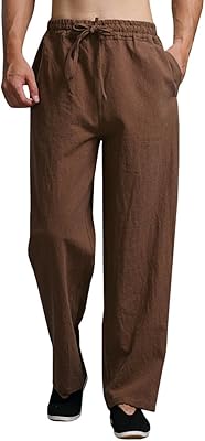 Linen beach pants for men, relaxed loose cut, elastic waist, tightening cord, cargo golf pants with pockets, khaki.. From kitchen tools to phones — DIAYTAR Nigeria ships it all in a week.