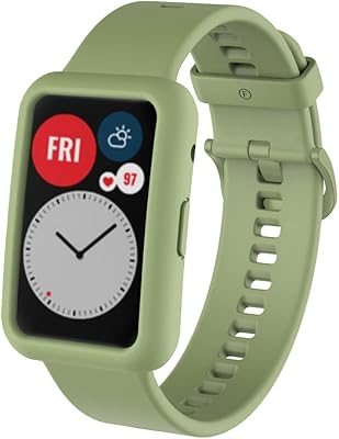 Intelligent silicone watch bracelet compatible with Huawei Watch Fit + Protective box set, sports bracelet for men and women, breathable replacement bracelet. (Green).. DIAYTAR NIGERIA: Empowering Nigerians with access to affordable products delivered within 8 days.