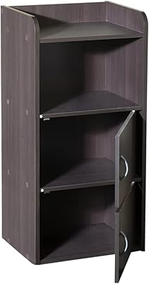 Book storage cabinet, 4 -level library with doors, booking shelf for books, images and decoration, living room library - Wenjie.. Why shop anywhere else? DIAYTAR Nigeria has it all, at prices you’ll love.
