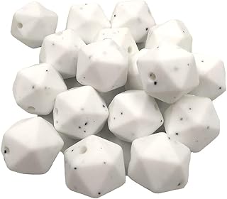 30 pieces of 17mm silicone polygonal pearls, geometric pearls in the shape of icosahedral, collar, bracelet, pearl accessories yourself (white granite).. DIAYTAR NIGERIA: Where every Nigerian finds affordable products delivered within the week.