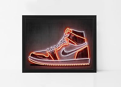 Pumah Accessories Neon Jordan Sneaker Art Poster with frame (30 x 40 cm).. DIAYTAR NIGERIA: Where quality products become affordable with our nationwide shipping service.