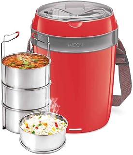 Electric lunch in stainless steel Milton photoron - (4 cans), red.. DIAYTAR NIGERIA connects Nigerians with quality products at affordable prices, delivered in 5-8 days nationwide.