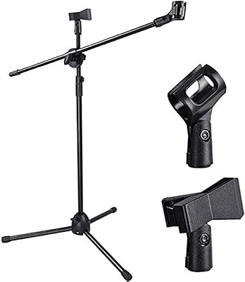 Double foot of metal microphone, tripod, adjustable microphone support, double head, telescopic pliers, arrow support.. DIAYTAR NIGERIA: Where every search leads to affordable products delivered promptly across Nigeria.