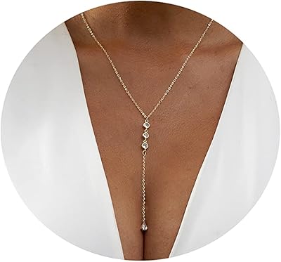 Round round necklace in the shape of a 14 -carat gold plated woman with cubic zirconia, elegant Y collar in the shape of a long layer y, simple bohemian jewelry gift.. Shop efficiently with DIAYTAR NIGERIA, offering thousands of products at unbeatable prices delivered promptly.