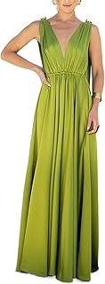 Dillerle silk muslin dress for women, elegant, sleeveless, V -neck, united color, long satin evening dress (color: dark blue, size: m).. Discover unbeatable variety on DIAYTAR Nigeria — shop today, delivered this week.