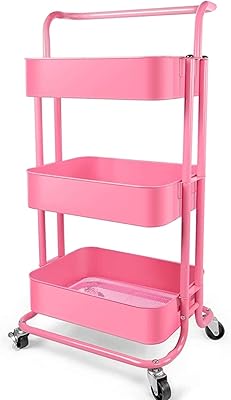Metal rolling carriage at 3 levels Multi-purpose trolley with storage handle.. Enjoy effortless shopping and speedy delivery with DIAYTAR Nigeria.