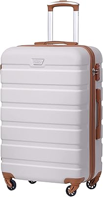 Light Trolley Suitcase with TSA lock, sustainable 2-year and 4 casters, white/brown, travel bags, luggage and tote.. Click, pay, receive — DIAYTAR Nigeria makes online shopping seamless.