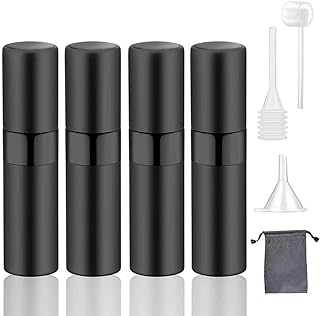 TLAXA 4PCCs 8ML Rechargeable travel perfume atomizer, small vaporizer vaporisator of empty Cologne, mini postage diffuser vaporizer (black).. Experience the ease of modern shopping with DIAYTAR NIGERIA's comprehensive platform and quick delivery.