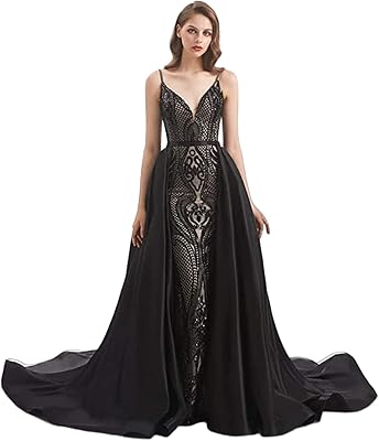 Zunashu Detachable Sequins train dress for women for end -of -year ball, beauty contest, reception, celebrity evening dress.. DIAYTAR NIGERIA: Your affordable gateway to thousands of products delivered within a week.