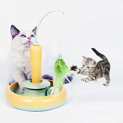 Interactive toy for kittens with hair collector, rotary electric roller toy with rattan ball, 3 in 1 toy for cat to do indoor exercise and play alone.. DIAYTAR NIGERIA: Empowering Nigerians with access to affordable products delivered within 8 days.