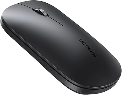 Ugreen silent wireless mouse with ultra-fast scroll that works on any surface, fine and portable for laptop with 2,4G and Bluetooth 5.0 USB adapter with 4 adjustable DPIs, compatible with HP, Lenovo, Asus, Dell Computer and Smart TV, Black.. Your shopping dreams realized through DIAYTAR NIGERIA's affordable platform with reliable delivery times.