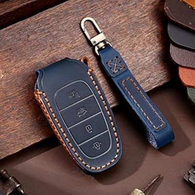 Leather car key cover, keychain for Hyundai Tucson Sonata DN8 NX4 Ioniq 5 Nexo New Santa Fe Grandeur Azera 2019-2022.. Discover endless shopping possibilities at DIAYTAR NIGERIA, with budget-friendly prices and reliable delivery.