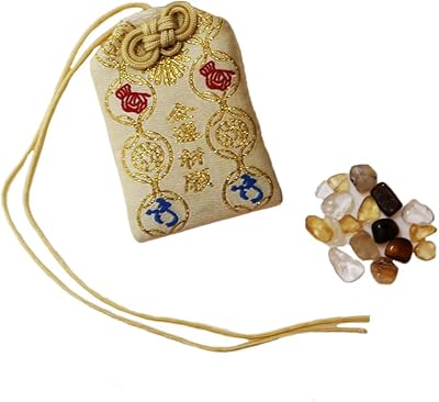 NW Japanese Crystal Omamori, lucky charm for wealth, golden yellow color for financial success, protection with citrine crystal and tiger eye.. DIAYTAR NIGERIA: Your trusted e-commerce partner with extensive product choices and affordable delivery.