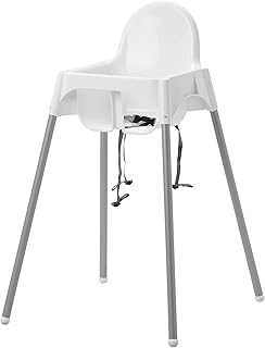 Ikea anti -floch high chair with safety belt, white high, silver and white anti -Pop chair.. DIAYTAR NIGERIA: Your partner in affordable online shopping with reliable 5-8 day shipping nationwide.