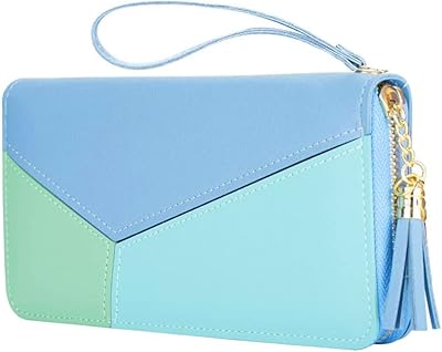 Long PU leather wallet for women, card holder, wrist organizer, zipped currency pocket with pompom and collar, blue.. DIAYTAR NIGERIA bridges the gap between desire and affordability with nationwide delivery in under 8 days.