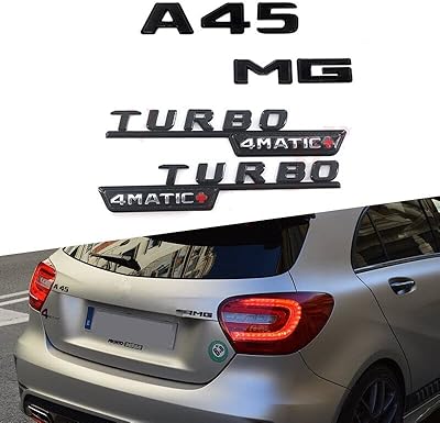 Complete set of brilliant black emblem Olpaye A45 + mg + 4Matic turbo + badge emblem for Mercedes.. DIAYTAR NIGERIA delivers more than products - we deliver affordable solutions within days.