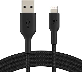 Belkin braided lighting cable (iPhone loading cable, iPad, AirPods), iPhone loading cable, braided lighting cable (2 meters, black color).. DIAYTAR NIGERIA: Your affordable shopping destination with thousands of products delivered in days.