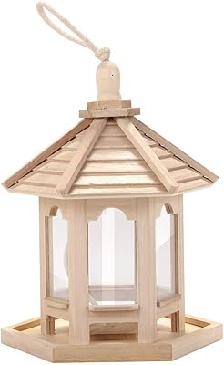 Wooden hanging bird feeder for garden decoration, hexagonal shape with roof.. DIAYTAR NIGERIA delivers what you want at prices you'll love, all within 5-8 days nationwide.