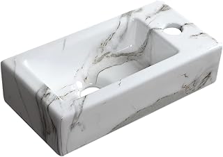A small bathroom sink with rectangular marble design to hang on the wall (for the right hand)... DIAYTAR NIGERIA: Your one-stop e-commerce destination with affordable prices and nationwide delivery in 5-8 days.
