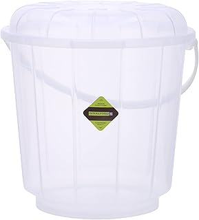 Royalford transparent bucket with lid, 5-liter plastic bucket RF10689, ergonomic handle for easy handling, multifunction, perfect for house and garden, self-leak bucket with cover.. DIAYTAR NIGERIA: Where shopping is affordable, selection is vast, and delivery is always reliable.