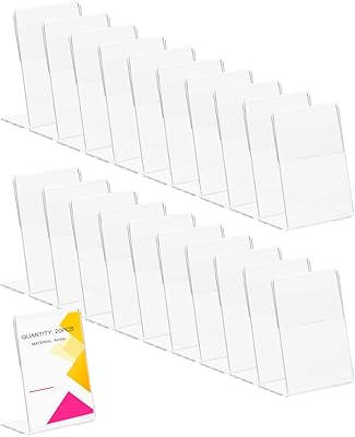 20 DABUZA acrylic panel supports, transparent plastic menu display for table, tilted back acrylic panel supports, transparent panel support.. Affordable online shopping is just a click away with DIAYTAR Nigeria.
