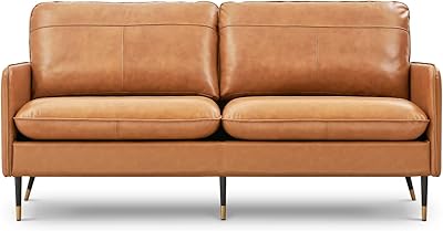 Zhome 79 "Full -flower leather sofa, 3 -seater leather sofa, Modern Sofa in the middle of the century for living room, bedroom, apartment, office, dark brown.. DIAYTAR NIGERIA: Bridging the gap between consumers and quality products with affordable nationwide shipping.