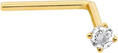 14 -carat gold nose with real 22g diamond, nose -shaped l - nose piercing jewelry - April birth stone.. Shop smart with DIAYTAR NIGERIA, offering a vast product range delivered to your doorstep within a week.