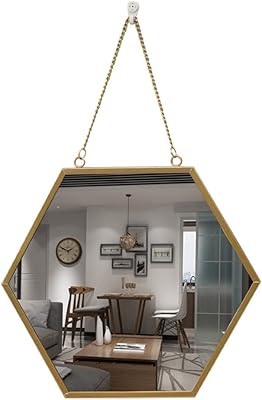 Homia hexagonal wall mirror size 30 cm x 34.5 cm, gold color with bathroom, bedroom, living room and wardrobe.. DIAYTAR NIGERIA connects you with thousands of products at competitive prices, delivered within a week.