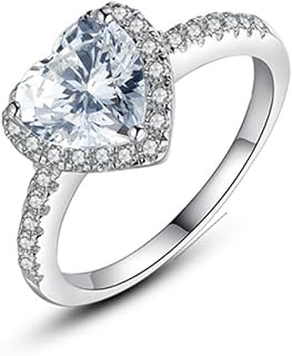 Ring of eternity in Sterling 925 silver with inlays of diamonds in the shape of a heart, ring of eternity in cubic zirconia AAA, classic lonely lonely in the shape of a heart, engagement ring for women, gift jewelry.. Enjoy the simplicity of shopping with DIAYTAR NIGERIA, offering vast choices delivered in just 5-8 days.