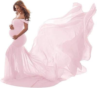 Maternity dress with bare shoulders for women, long siren dress in silk muslin for photography, prenatal party, wedding.. DIAYTAR NIGERIA makes online shopping accessible with our comprehensive platform and prompt delivery service.