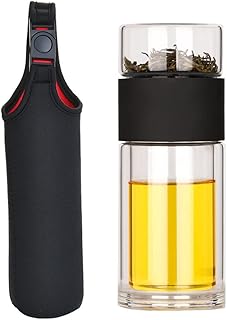 Beauty glass tea infuser, double -walled travel cup with waterproof tea bottle infuser for loot's tea bags and 8oz/230ml flowers (black).. DIAYTAR NIGERIA combines affordability with convenience, delivering your purchases within 5-8 days.