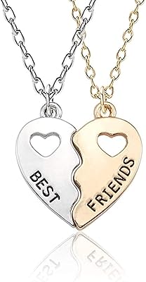 Best Friends heart -shaped pendant necklace, Lot of 2 - Excellent friendship gift, stainless steel alloy.. DIAYTAR NIGERIA brings retail convenience to your screen with affordable prices and dependable shipping.