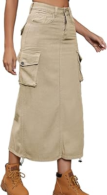 Long cargo skirts for fashionable women 2023, Midi skirts in jeans y2k clothing.. DIAYTAR NIGERIA brings the market to your fingertips with affordable prices and swift delivery services.