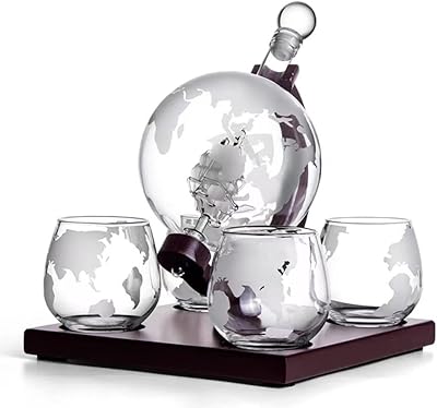 Dweck liqueur carafe with 4 engraved whiskey glasses - for liqueurs, scotch, bourbon and vodka - 850 ml (Globe set).. Shop with confidence at DIAYTAR NIGERIA, offering thousands of products with budget-friendly shipping.