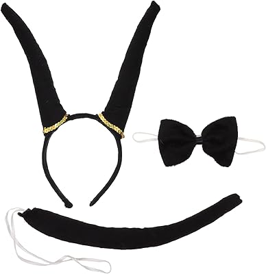 Bang of horn ears and tail of animals, set of horns, costumes, cosplay headband, animal tail, bow tie for party, cosplay, animal costume accessories, goat horns.. Find more for less — only on DIAYTAR Nigeria.
