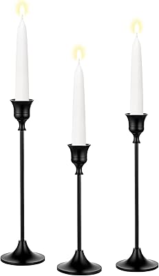 Set of 3 black conical candle holders for table tables, long modern decorative vintage metal candlestick, home shelf, wedding, Christmas party.. No hassle, just shopping — DIAYTAR Nigeria delivers in under 8 days.