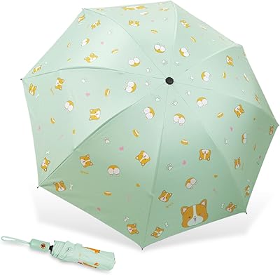 Automatic umbrella, UV wind-winding UV umbrella, cartoon golf motif, double ventilated umbrella against sun and rain (diameter 85 cm, light green, corgi), multi, small.. DIAYTAR NIGERIA brings the marketplace to your screen with affordable products delivered in 5-8 days.