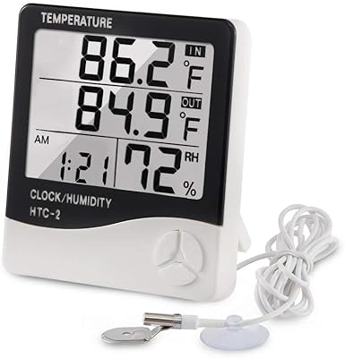 Skido Digital humidity Thermometer indoor and exterior with alarm clock LCD and 3 -meter probe cord for bedroom, greenhouse, garage, warehouse, fahrenheit or Celsius.. Find everything you need at prices you'll love with DIAYTAR NIGERIA's comprehensive e-commerce platform.